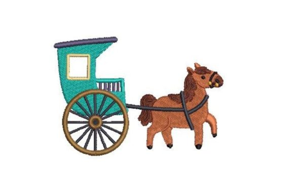 Horse Drawn Carriage Embroidery Design