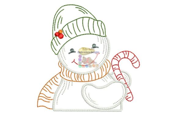 Snowman with Candy Cane