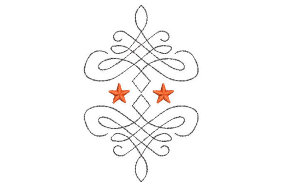 Swirl Flower with Star Embroidery Design